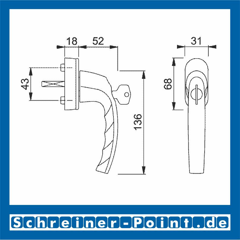 Hoppe Atlanta Aluminium Fenstergriff abschließbar F9016 verkehrsweiß Secu100 + Secustik 0530S/US952 (100 Nm), 2257942, 2257985, 2258021, 2936540, 10763968